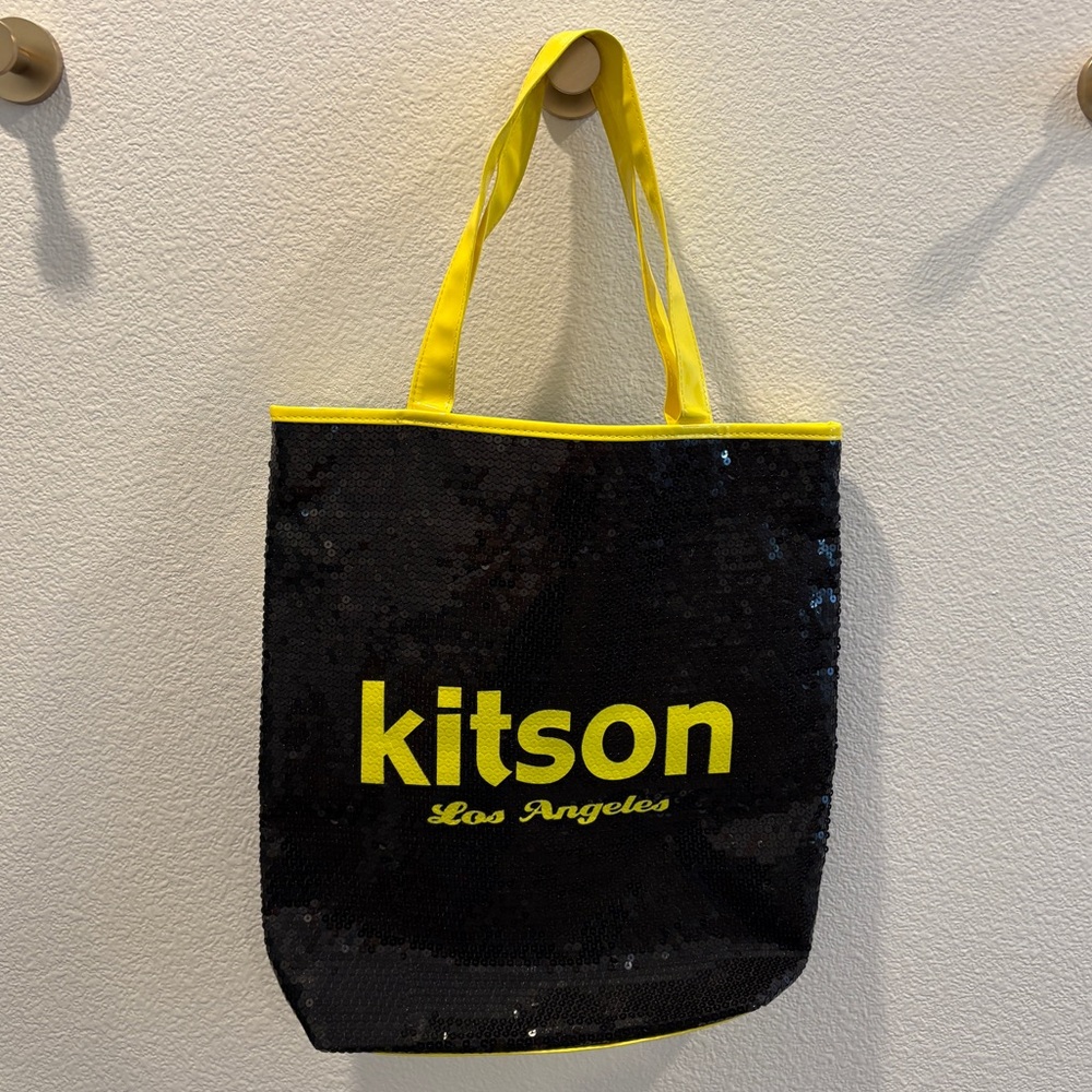 Kitson Black and Yellow Sequin Tote Bag NWOT